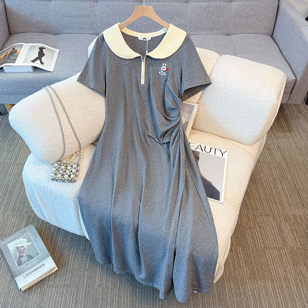 Plus Size Preppy Doll Collar T-Shirt Dress (EXTRA BIG SIZE)
