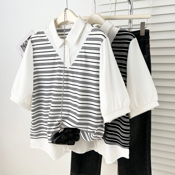Plus Size Preppy Korean Vest Shirt