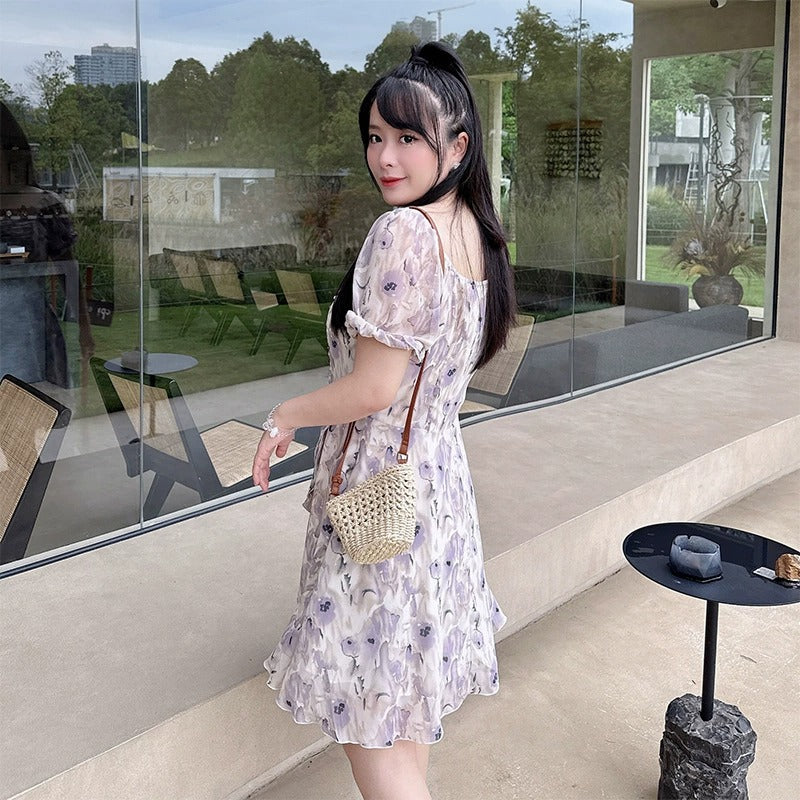 fitted lace wedding dress Plus Size Dress Floral V-Neck Short Sleeve main image 1