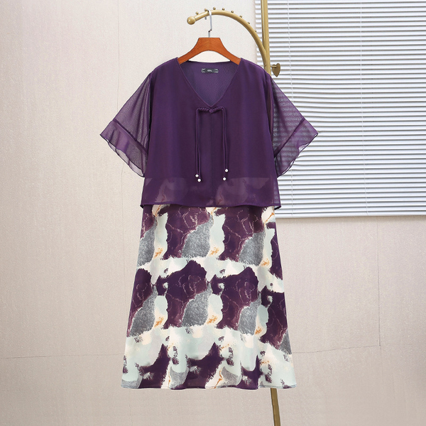 Plus Size Purple Modern Oriental Dress (EXTRA BIG SIZE)