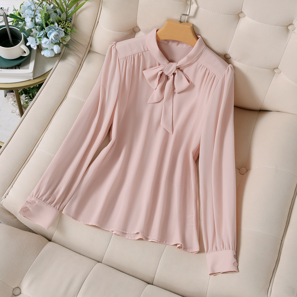 Plus Size Pussybow Long Sleeve Work Blouse