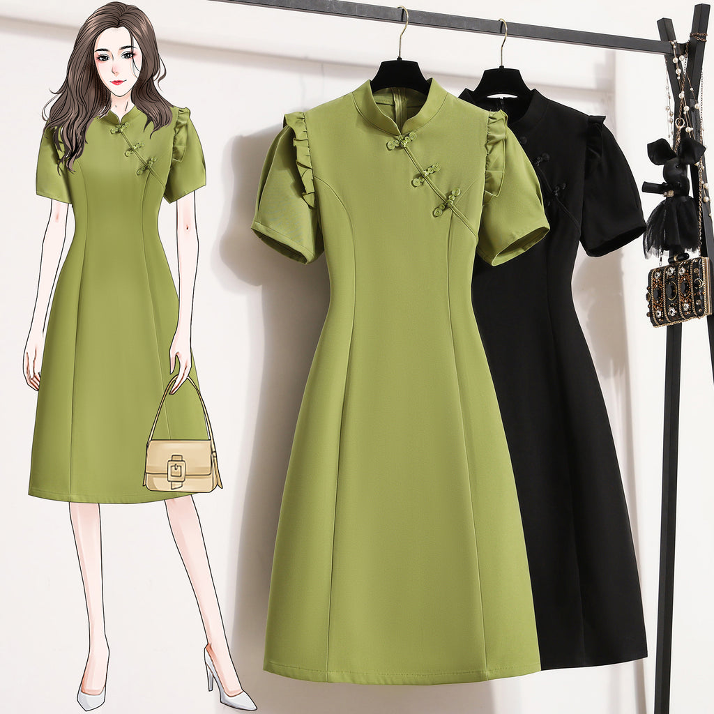 (M-4XL) Plus Size Modern Short Sleeve Qipao Dress