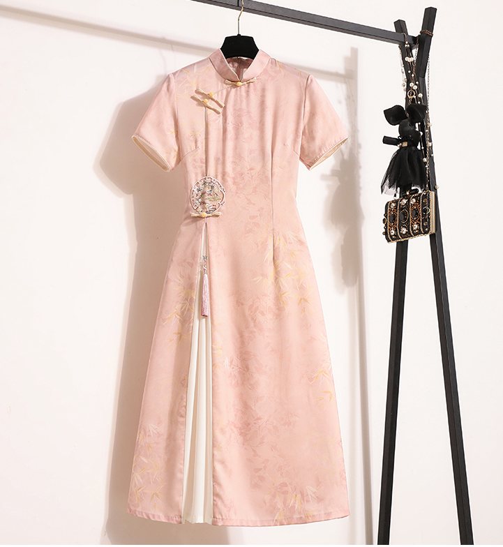 Plus Size Pink Modern Qipao Dress