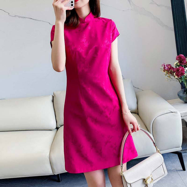 Plus Size Hot Pink Cheongsam Dress
