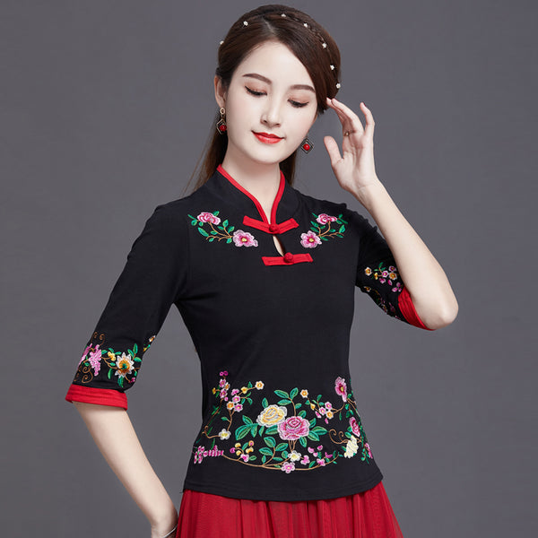 Plus Size Knit Qipao Top