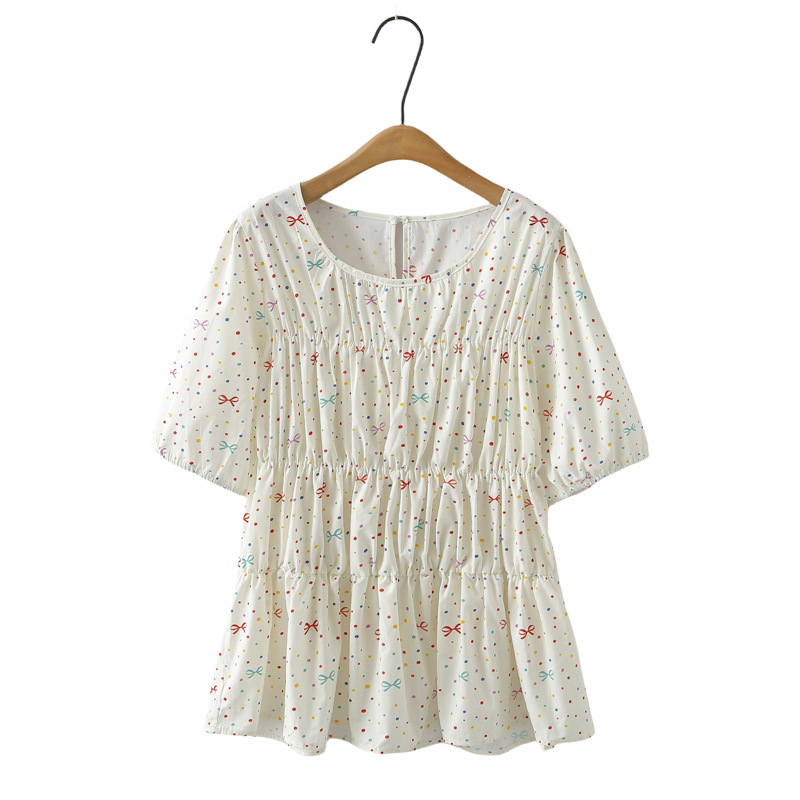 Plus Size Rainbow Polka Dots Bows Blouse