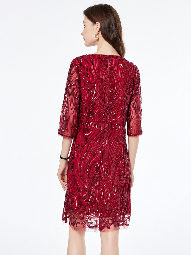 sachin and babi light blue dress Plus Size Stretch Bright Red Sequin Evening Dress Long Sleeve Mermaid  Evening Night Party Maxi Dress With Belt Evening Color Red US Size 24 main image 0