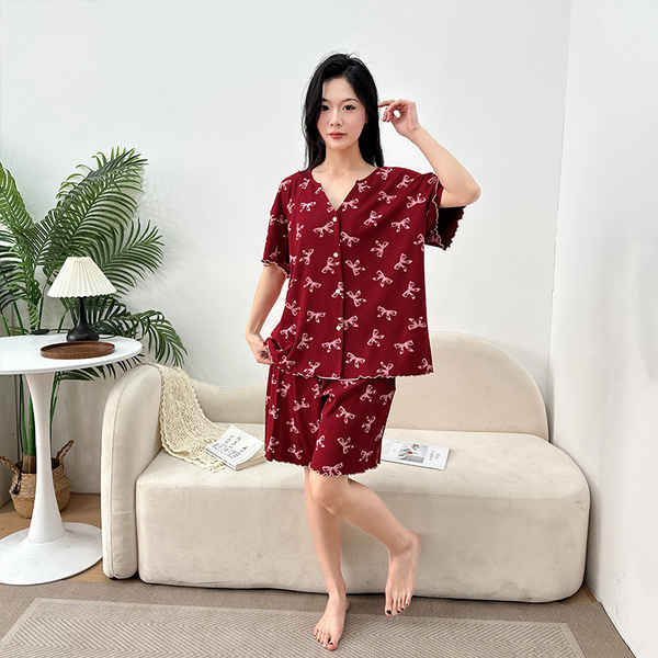 Plus Size Rib Knit T Shirt And Shorts Pyjamas Set (EXTRA BIG SIZE)