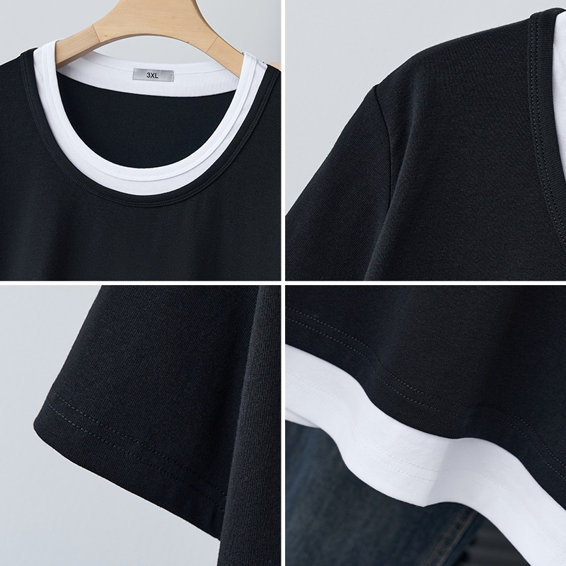 Plus Size Ringer Short Sleeve Blouse (EXTRA BIG SIZE) – Pluspreorder