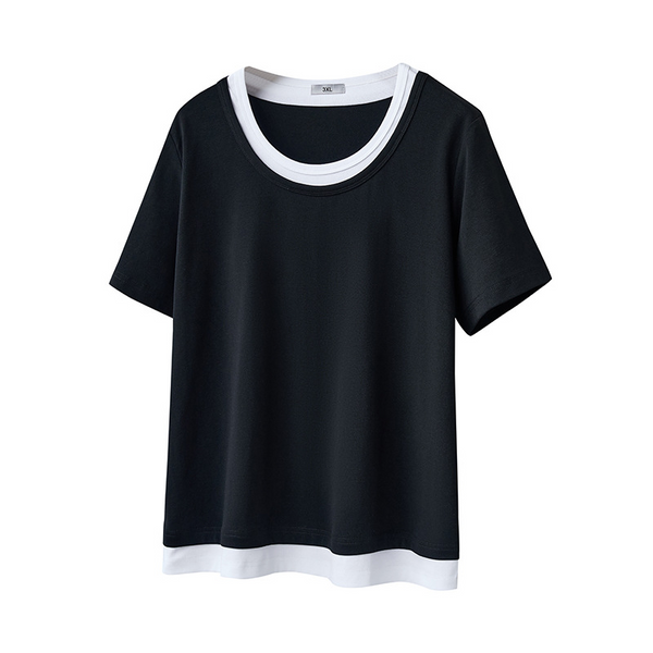 Plus Size Ringer Short Sleeve Blouse (EXTRA BIG SIZE) – Pluspreorder