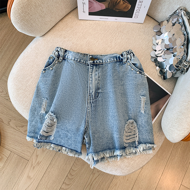 Plus Size Ripped Denim Shorts (EXTRA BIG SIZE)