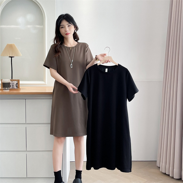 Plus Size Round Neck A Line Dress
