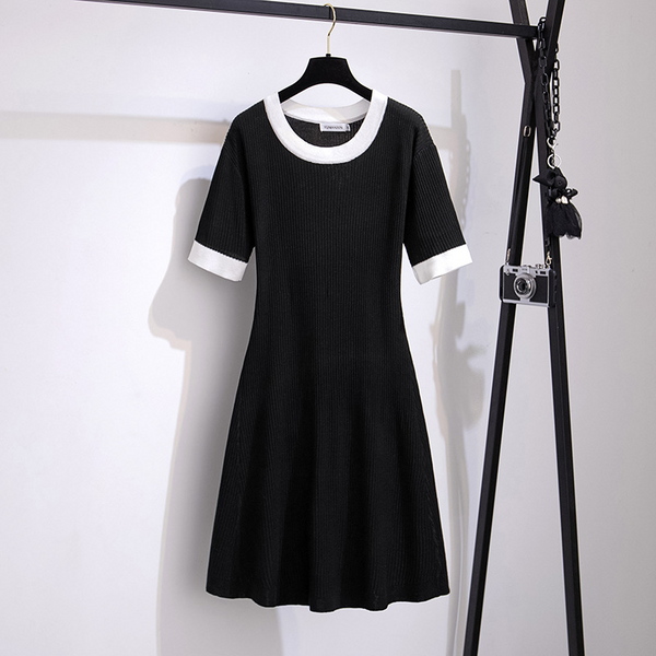 Plus Size Round Neck A Line Knitted Dress (EXTRA BIG SIZE)