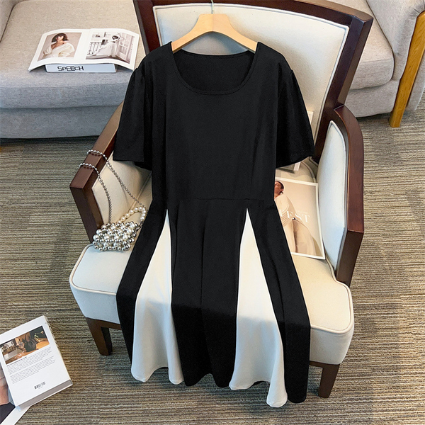 Plus Size Round Neck Fit And Flare Dress (EXTRA BIG SIZE)
