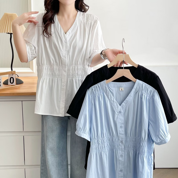 Plus Size Round Neck Peplum Top