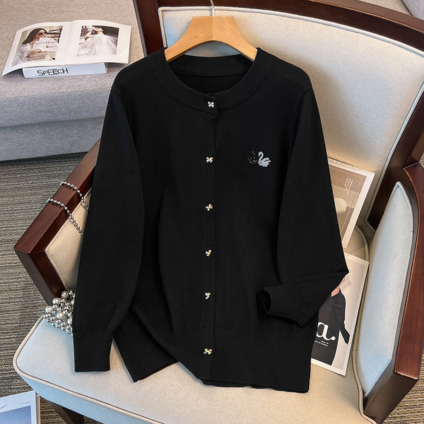 Plus Size Round Neck Sweater Cardigan (EXTRA BIG SIZE)