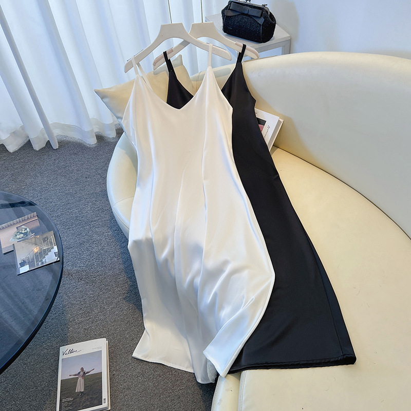 Plus Size Satin V Neck Slip Dress (Extra Big Size)