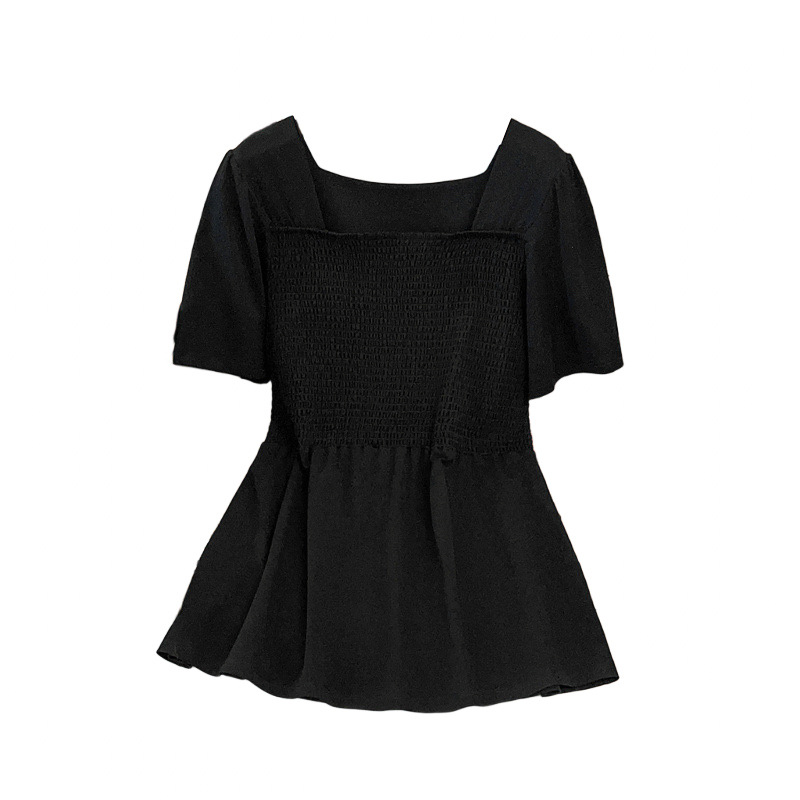 Plus Size Scrunch Square Neck Peplum Top (EXTRA BIG SIZE) – Pluspreorder