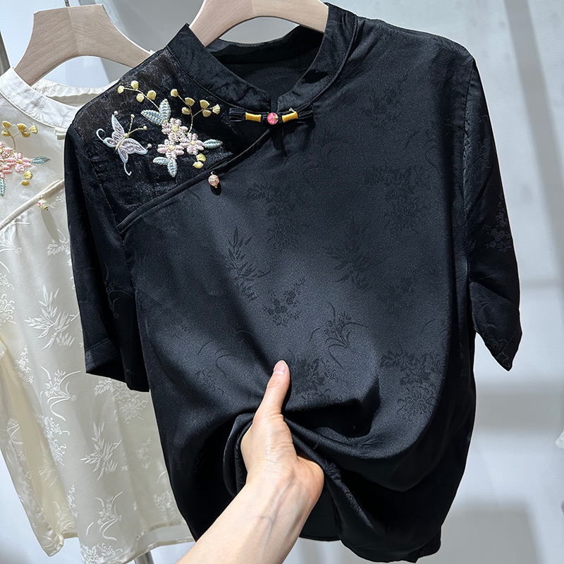 Plus Size Sheen Embroidery Formal Qipao Blouse