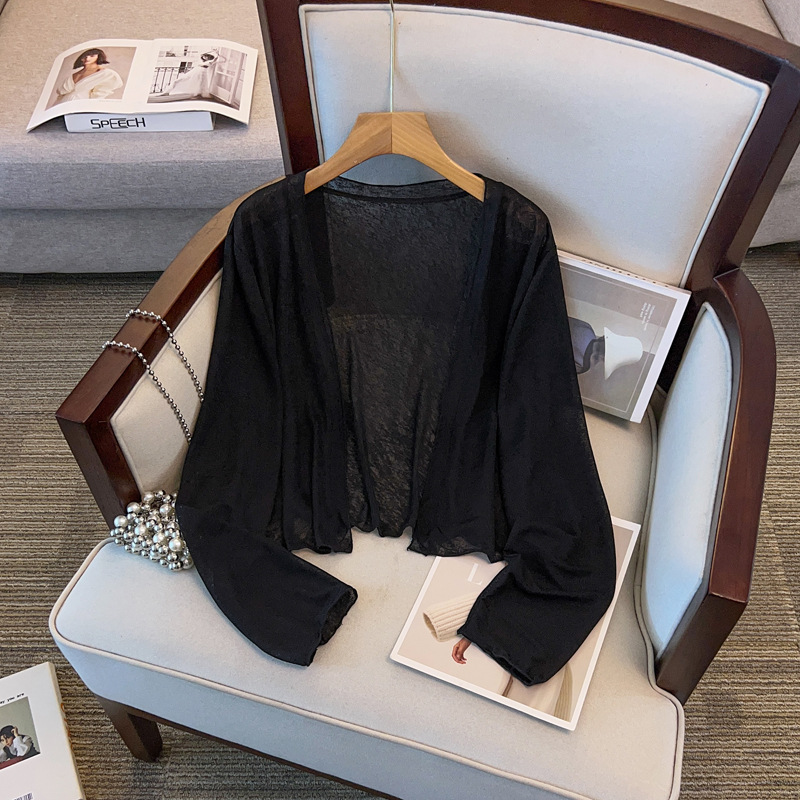 Plus Size Sheer Lightweight Crop Cardigan (EXTRA BIG SIZE)