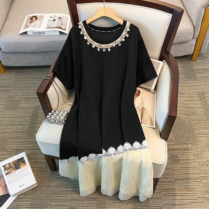 Plus Size Short Sleeve Asymmetric Dress (EXTRA BIG SIZE)