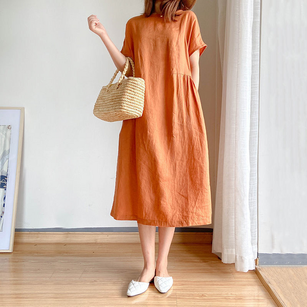 Plus Size Short Sleeve Cotton Dress
