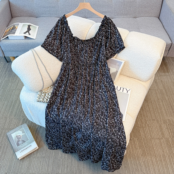 Plus Size Sketch Flowers Babydoll Dress (EXTRA BIG SIZE)