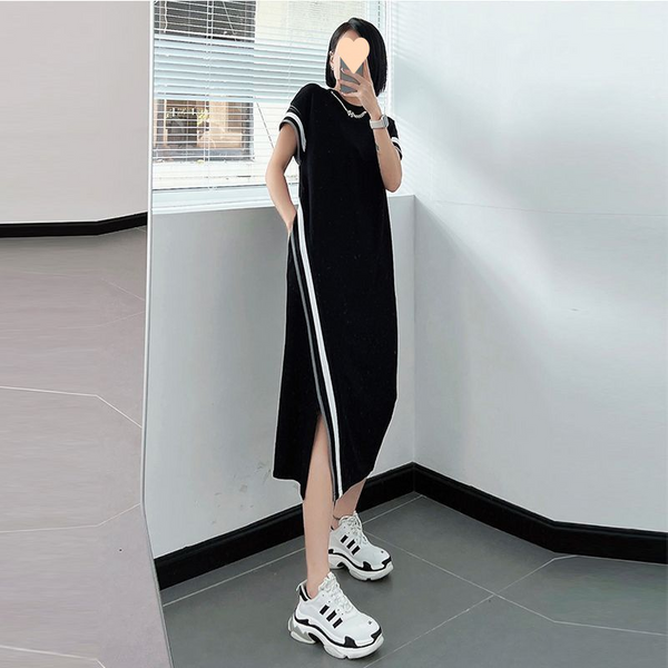 Plus Size Slant Korean Modern T Shirt Dress