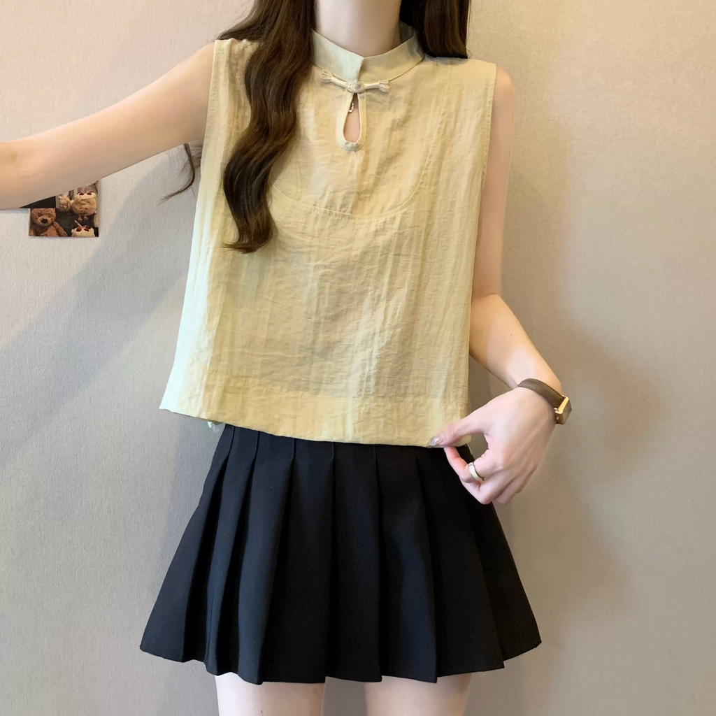 Plus Size Sleeveless Qipao Top