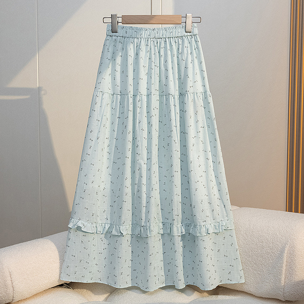 Plus Size Small Flowers Cottage Style Midi Skirt