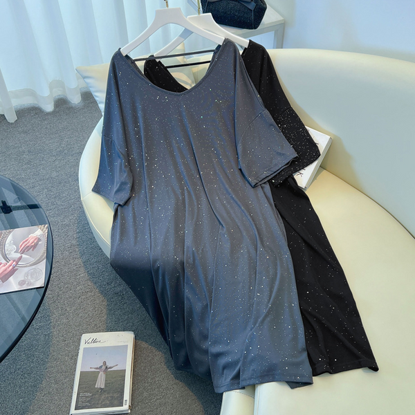 Plus Size Sparkly T Shirt Dress (EXTRA BIG SIZE) – Pluspreorder