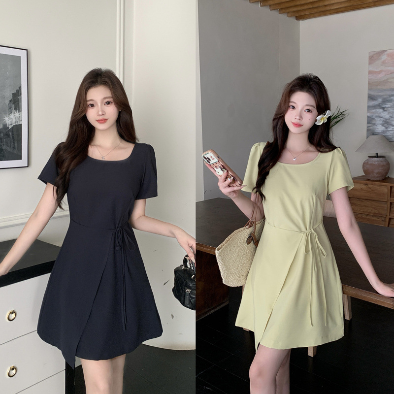 Plus Size Square Neck A Line Above Knee Dress