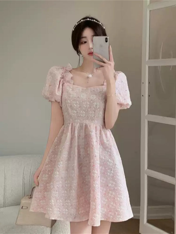 Plus Size Square Neck Babydoll Short Sleeve Dress
