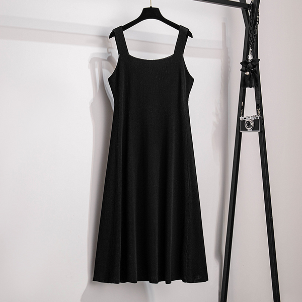 Plus Size Squre Neck Sleeveless Knitted Dress (EXTRA BIG SIZE)