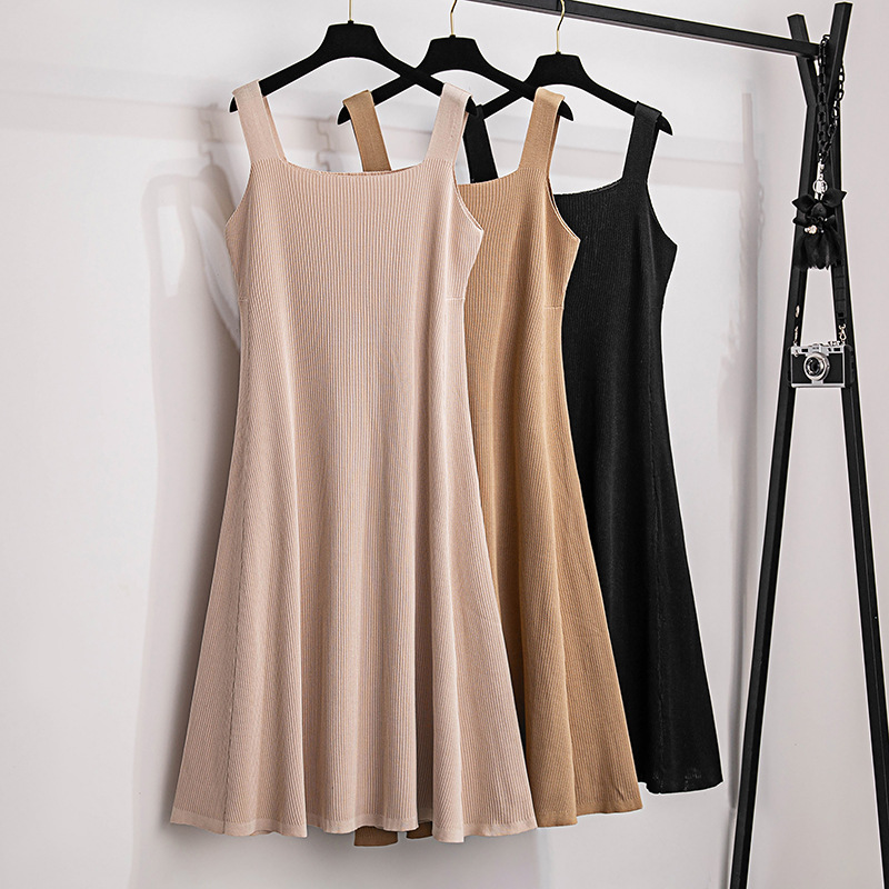 Plus Size Squre Neck Sleeveless Knitted Dress (EXTRA BIG SIZE ...