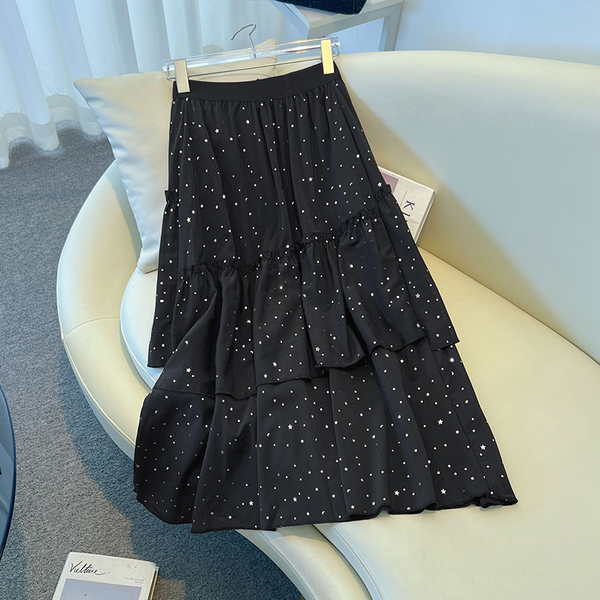 Plus Size Stars Tier Midi Skirt (EXTRA BIG SIZE)