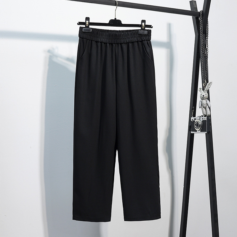 Plus Size Stretch Band Ankle Pants With Pockets