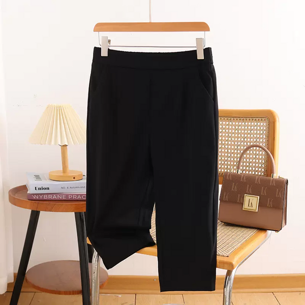 Plus Size Stretch Thin Capri 3/4 Pants - Main Image