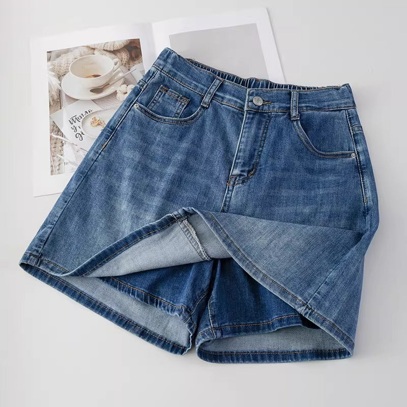 Plus Size Stretch Waist Denim Skorts