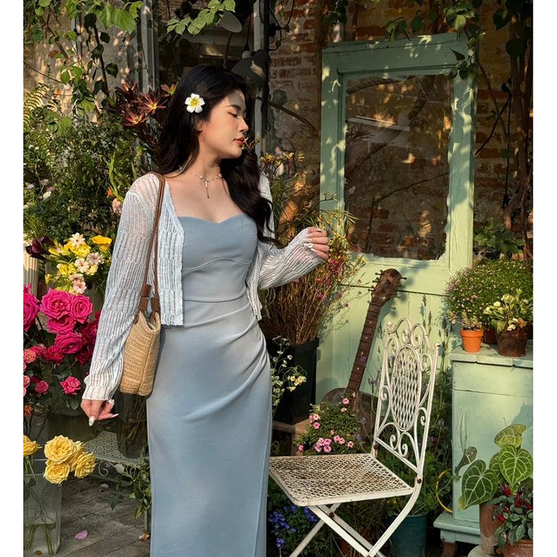 Plus Size Sweetheart Bodycon Dress and White Cardigan Set – Pluspreorder