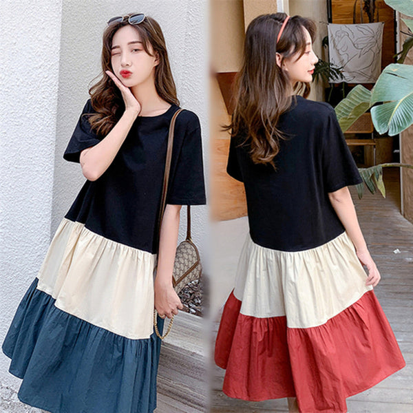 Plus Size Colourblock Korean Midi Dress