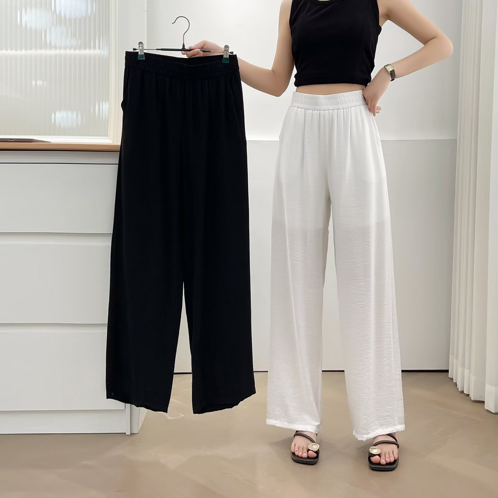 Plus Size Tencel Linen Waistband Long Pants