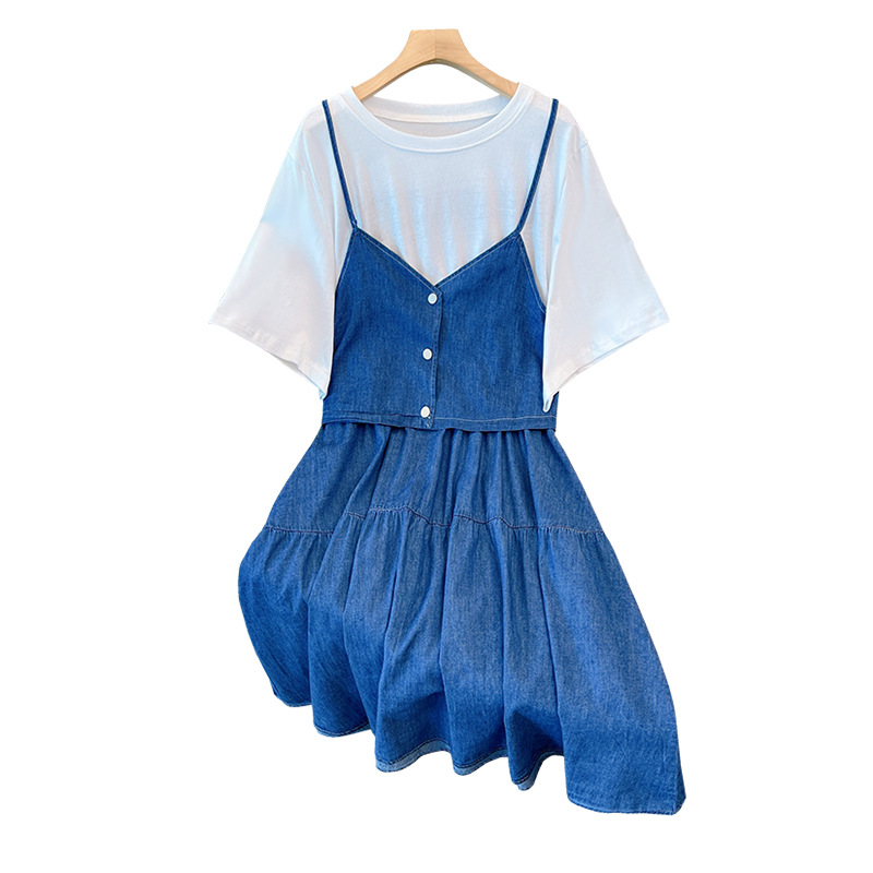Plus Size Tier Denim Short Sleeve Babydoll Dress (EXTRA BIG SIZE) – Pluspreorder