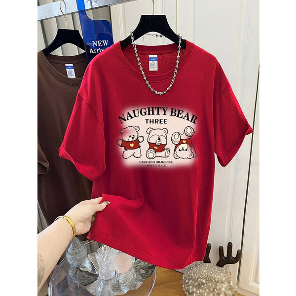 Plus Size 100% Cotton 3 Little Bears Cute T Shirt