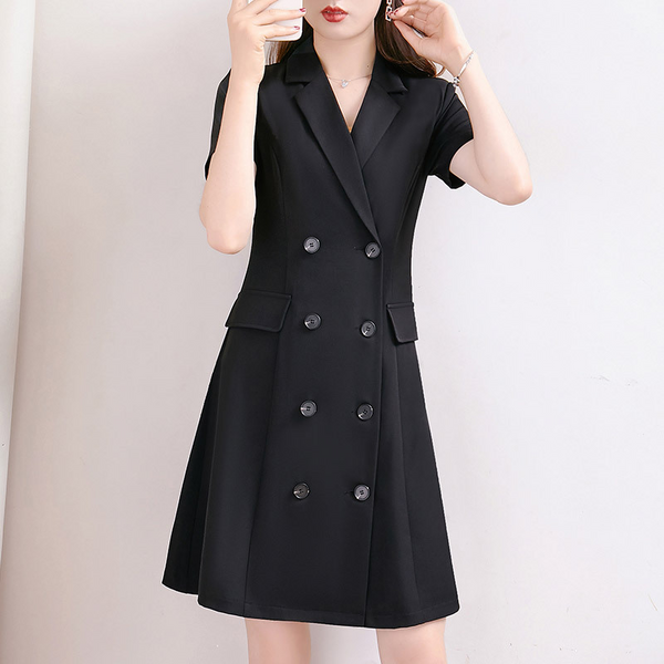 Plus Size Trench Coat Short Sleeve Shirt Dress