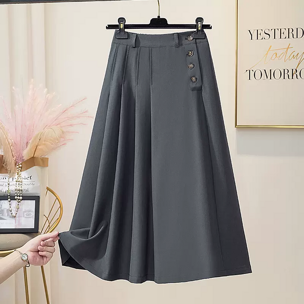 Plus size pleated grey skirt sales