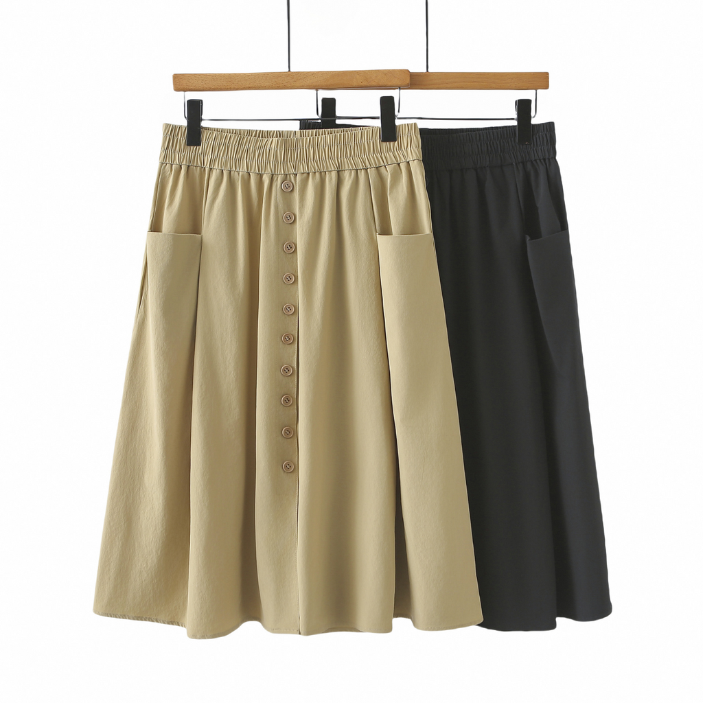 Plus Size Umbrella Skirt With Big Pockets