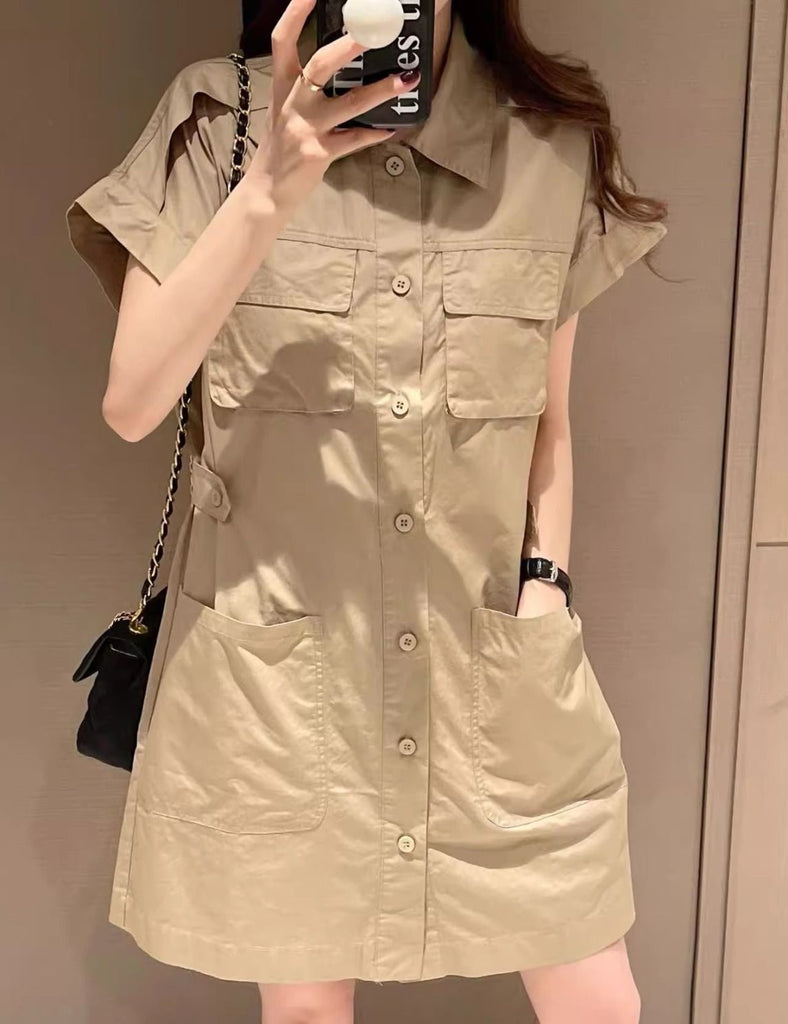 Plus Size Utility Short Sleeve Shirt Dress (EXTRA BIG SIZE) – Pluspreorder