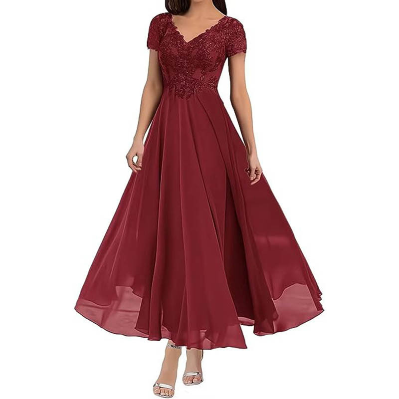 Plus Size V Neck A Line Chiffon Evening Dress  Pluspreorder