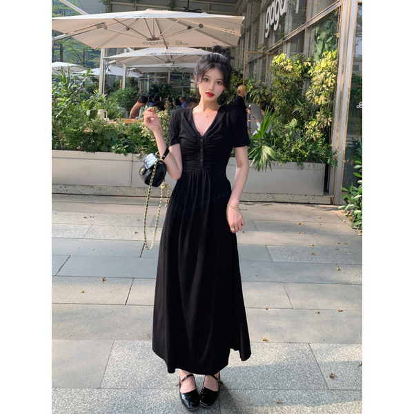 Plus Size V-Neck Henley Midi T-Shirt Dress